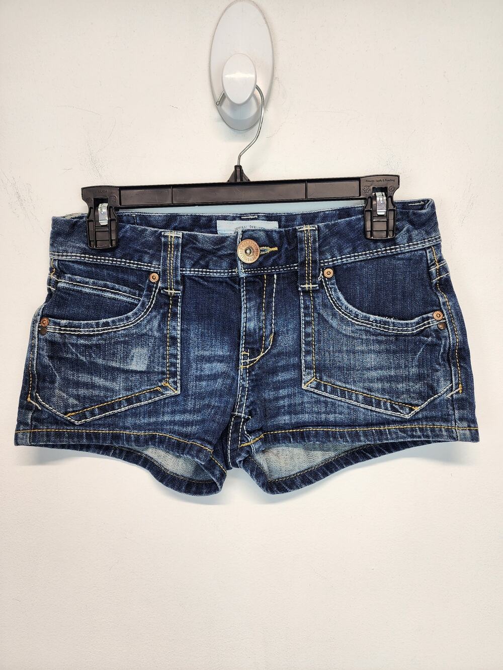 Aeropostale Micro Mini Jean Shorts Size 3/4 27" Medium Wash Low Rise Vintage Y2K